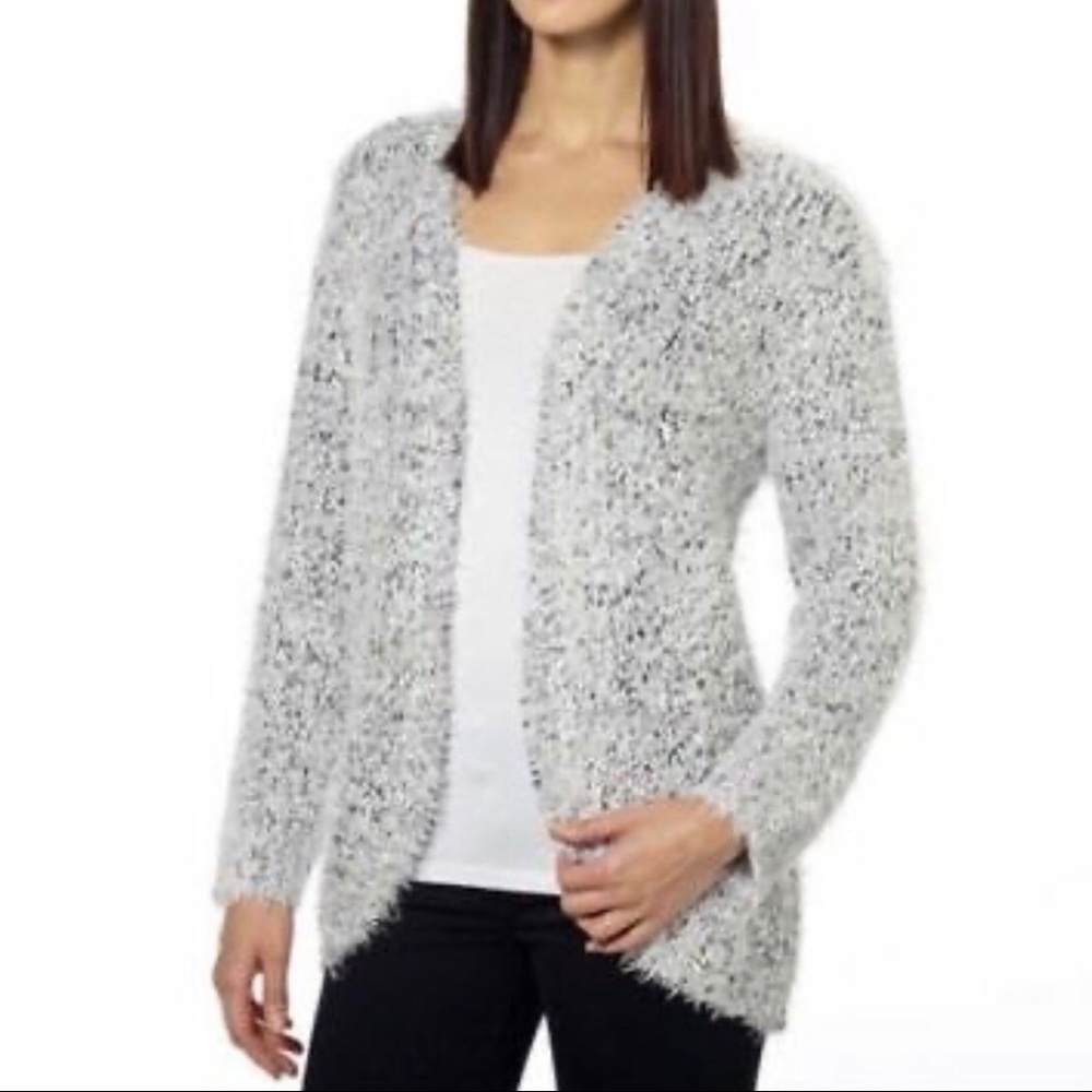 Kensie Open Curved Drape Front Eyelash Cardigan XL